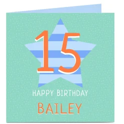 Kids Card Factory Personalised Birthday Card - Star, Editable Age & Recipient
