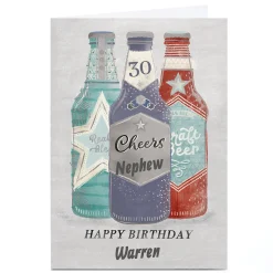 BOY Card Factory Personalised Birthday Card - Nephew Beers, Editable Age & Recipient