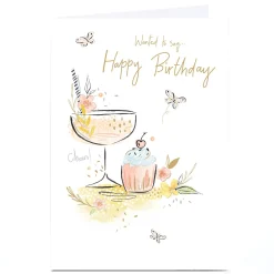 Online Personalised Birthday Card - Cocktail and Cupcake For Friend|Female Friend