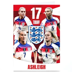 Personalised Birthday Card - Lionesses England 17 Today For Sister|For Niece