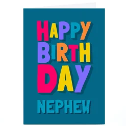 Card Factory Personalised Birthday Card - Bold text, Nephew