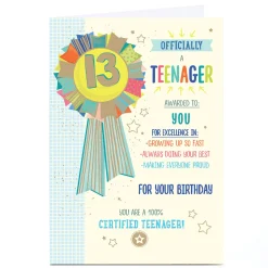 Best Personalised Birthday Card - 13 Officially A Teenager For Son|For Grandson