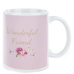 Card Factory Personalised Birthday Mug - Pink Flowers, Editable Age & Recipient