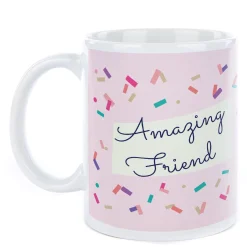 Card Factory Personalised Birthday Mug - Pink Confetti, Editable Age & Recipient