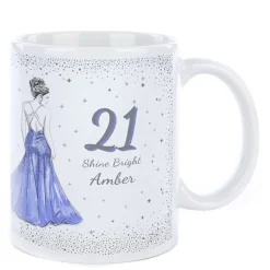 Card Factory Personalised Birthday Mug - Blue Lady, Editable Age & Recipient