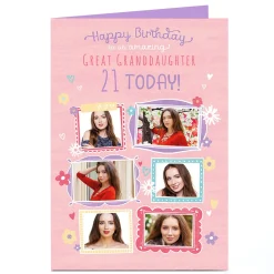 Discount Personalised Birthday Photo Card - Birthday Picture Frames, Editable Age For Sister|For Granddaughter