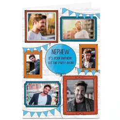 Personalised Birthday Photo Card - Frames & Bunting, Nephew For Nephew|Special Age