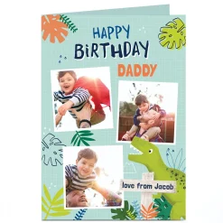 Card Factory Personalised Birthday Photo Card - Daddy Dinosaurs Happy Birthday