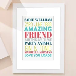 Card Factory Personalised Birthday Time Portrait Print