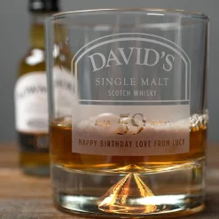 Card Factory Personalised Birthday Whisky Tumbler and Bowmore Miniature