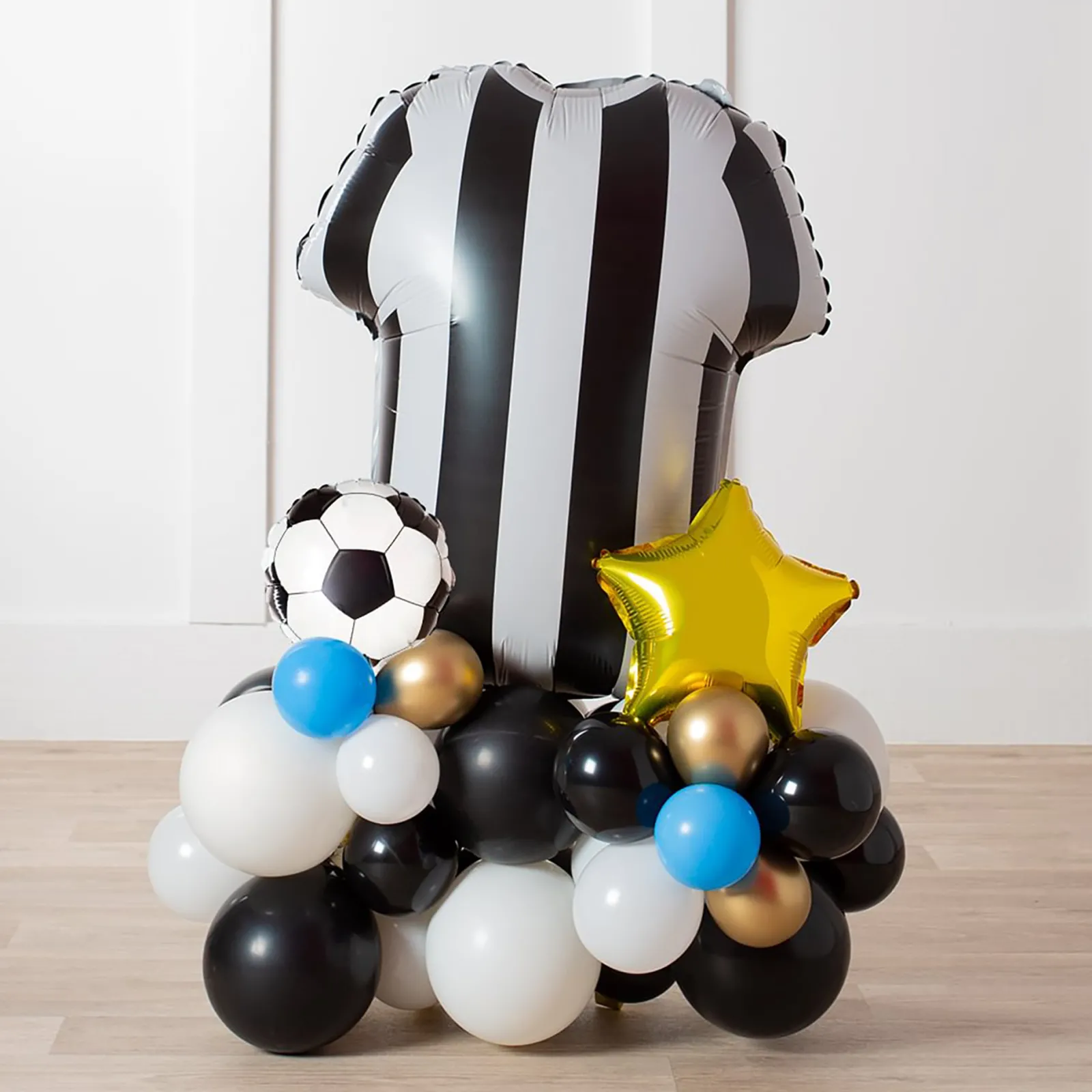 Online Personalised Black & White Striped Football Shirt Balloon Stack - Delivered Inflated! Kids Balloons For Kids|Balloons For Him