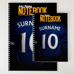 Sale Personalised Blue Football Shirt Notebook Personalised Notebooks And Stationery|Notebooks & Stationery