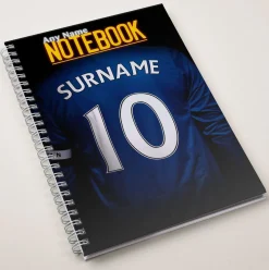 Sale Personalised Blue Football Shirt Notebook Personalised Notebooks And Stationery|Notebooks & Stationery