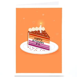 Clearance Personalised Blue Kiwi Birthday Card - Cake, Lesbian Pride Flag Lgbtq+|Birthday
