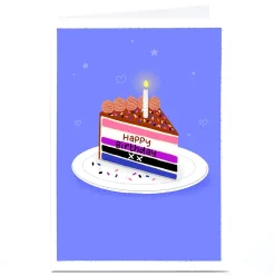 Sale Personalised Blue Kiwi Birthday Card - Cake, Gender Fluid Pride Flag Lgbtq+|Birthday