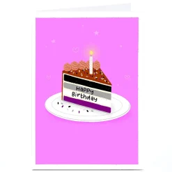 Outlet Personalised Blue Kiwi Birthday Card - Cake, Asexual Pride Flag Lgbtq+|Birthday