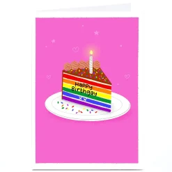 Card Factory Personalised Blue Kiwi Birthday Card - Cake, Pride Flag