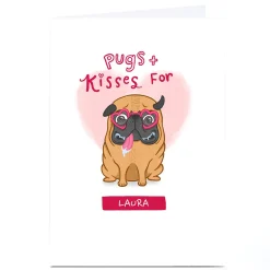 Hot Personalised Blue Kiwi Card - Pugs + Kisses BOY For Husband|For Boyfriend