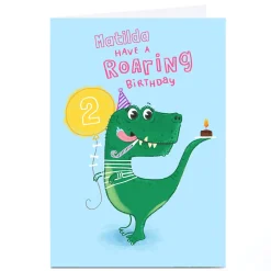 Kids Card Factory Personalised Blue Kiwi Card - Pink Roaring Birthday