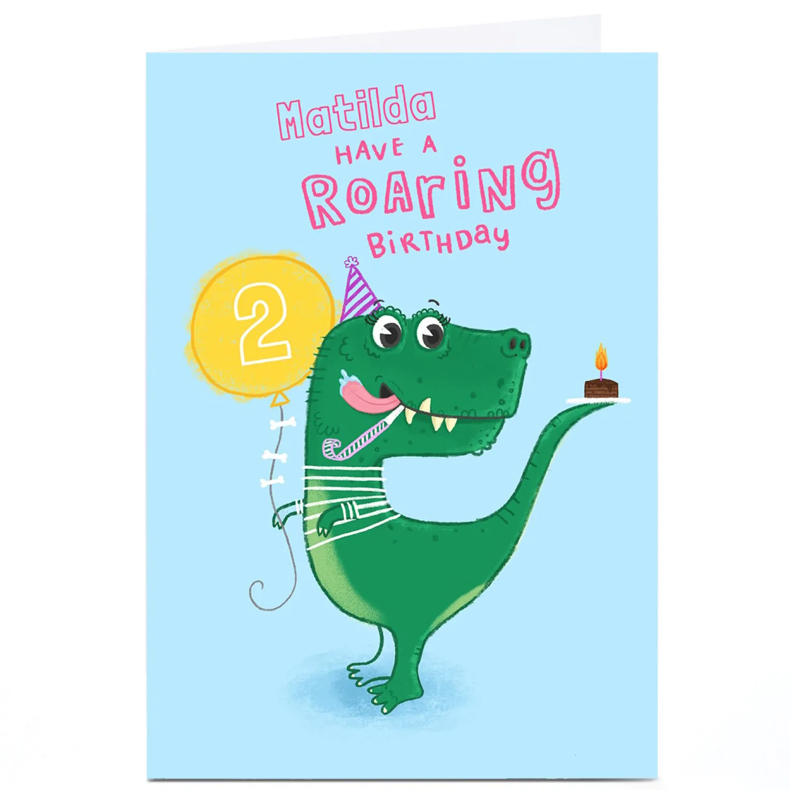 Kids Card Factory Personalised Blue Kiwi Card - Pink Roaring Birthday