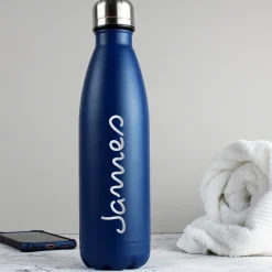 Clearance Personalised Blue Metal Insulated Drinks Bottle Personalised Mugs|Jewellery & Keepsakes