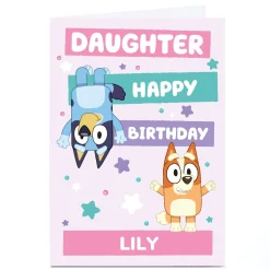 Kids Card Factory Personalised Bluey Birthday Card - Pink, Daughter