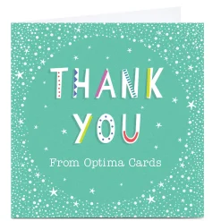 Clearance Personalised Business Thank You Card - Mint & White Stars Thank You|Christmas