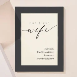Card Factory Personalised But First, Wifi Framed Print