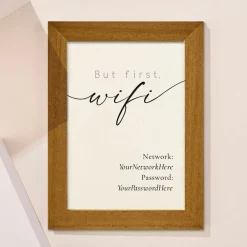 Card Factory Personalised But First, Wifi Framed Print