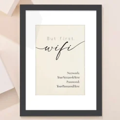 Card Factory Personalised But First, Wifi Framed Print