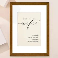 Card Factory Personalised But First, Wifi Framed Print
