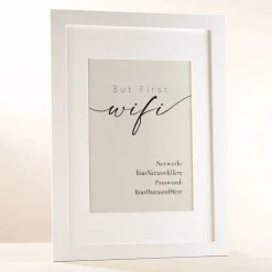 Card Factory Personalised But First, Wifi Framed Print