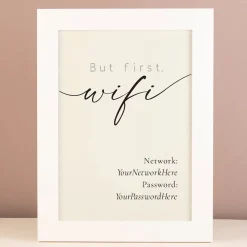 Card Factory Personalised But First, Wifi Framed Print
