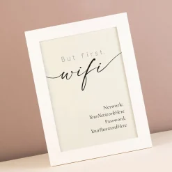 Card Factory Personalised But First, Wifi Framed Print