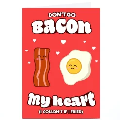 Card Factory Personalised Calum Marrows Valentine's Day Card - Bacon my Heart