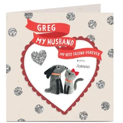 New Personalised Card - Cat and Dog Husband For Husband|Premium Square