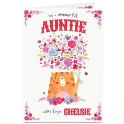 Kids Card Factory Personalised Card - Cat With Flowers