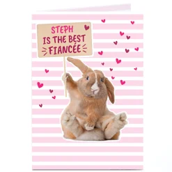 Card Factory Personalised Card - Cute Rabbit Best Fiancee