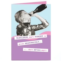 Best Personalised Card - Drink Responsibly Purple Congratulations|Birthday