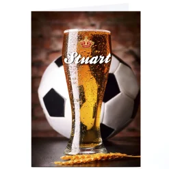 Clearance Personalised Card - Football & Beer, Any Name For Son|For Nephew