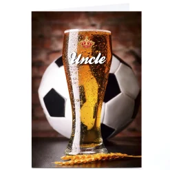 Discount Personalised Card - Football & Beer For Uncle|Birthday