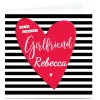 Card Factory Personalised Card - Girlfriend Monochrome Stripe