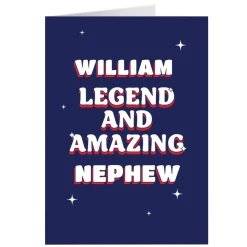 Card Factory Personalised Card - Legend and Amazing Nephew, Any Name