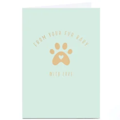 Best Personalised Card - Loveheart Paw Print, From Your Fur Baby Birthday|For Him