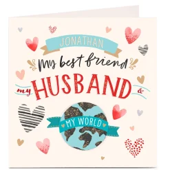 Card Factory Personalised Card - My Best Friend, My Husband, My World