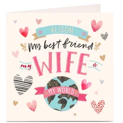Card Factory Personalised Card - My Best Friend, My Wife, My World