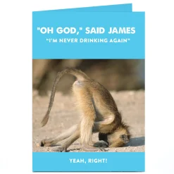 Clearance Personalised Card - Never Drinking Again Funny|Birthday