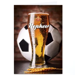 Sale Personalised Card - Pint & Football, Nephew For Nephew|Any Occasion