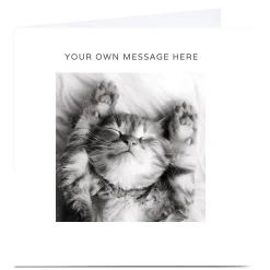 Discount Personalised Card - Sleepy Cat Kids Premium Square|Any Occasion