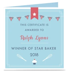 Card Factory Personalised Card - Star Baker Certificate